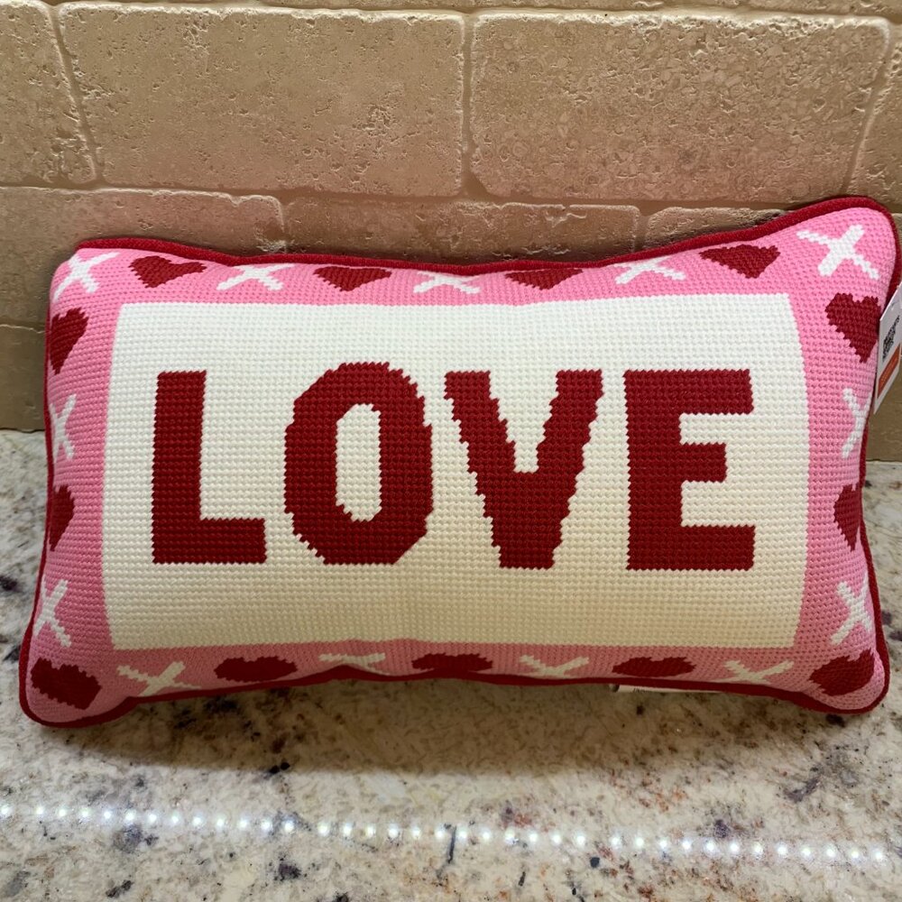 "LOVE" Hooked Pillow NWT - Picture 4 of 6